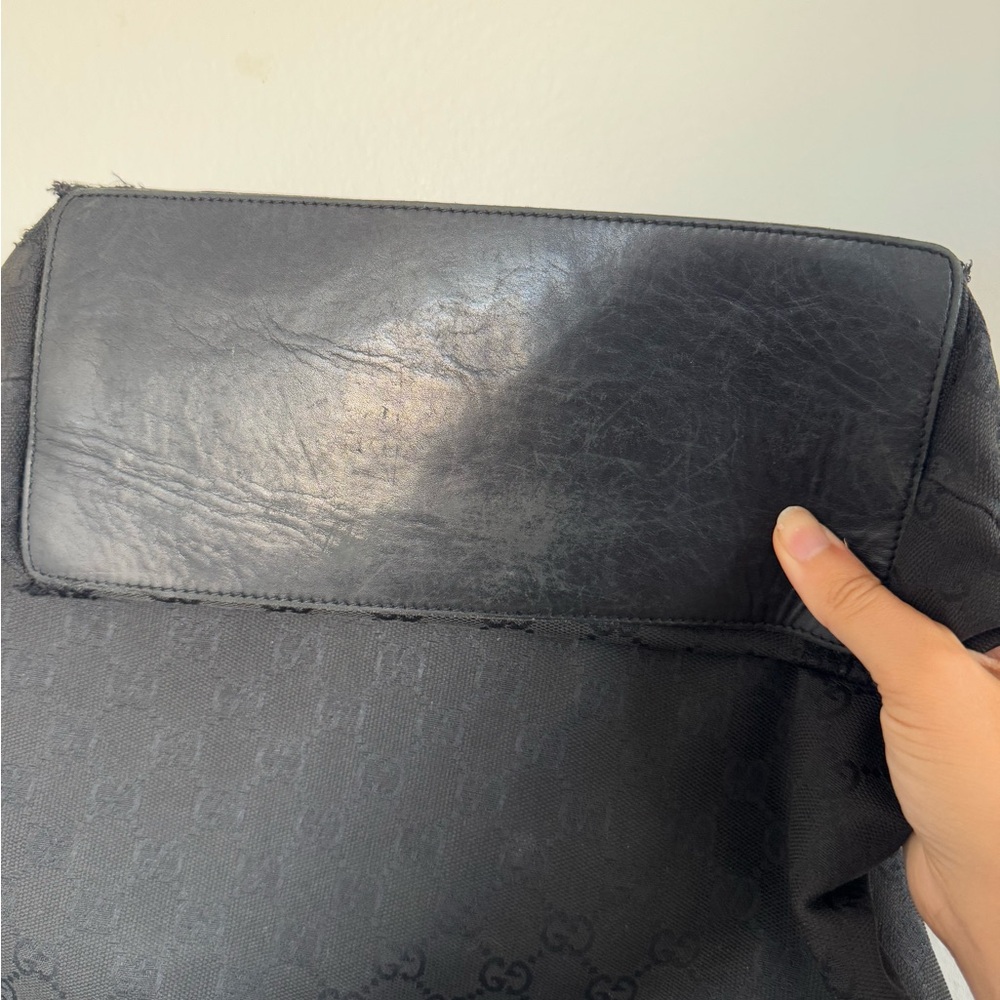 Gucci vintage black monogram tote bag canvas and leather - Picture 12 of 12